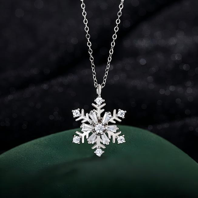 🔥😍【Kupte 1, získejte 1 zdarma】💎Sněhová vločka náhrdelník s otočným přívěskem, dotek luxusu, vysoká kvalita a oblíbený kousek.