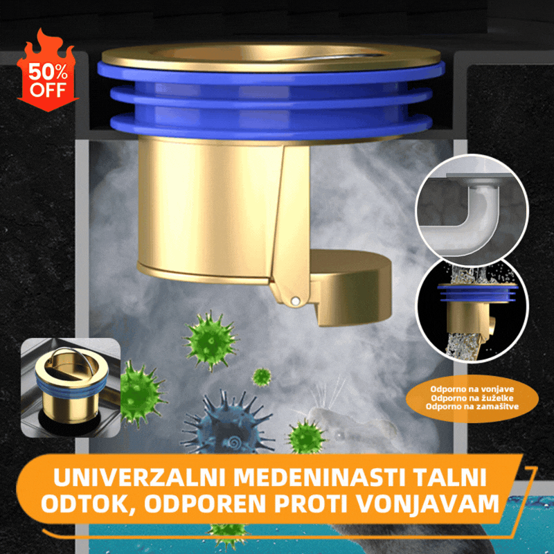 🔥Kupite 1, dobite 1 GRATIS!🔥 Univerzalni medeninasti talni odtok z jedrom proti vonju 🚿✨
