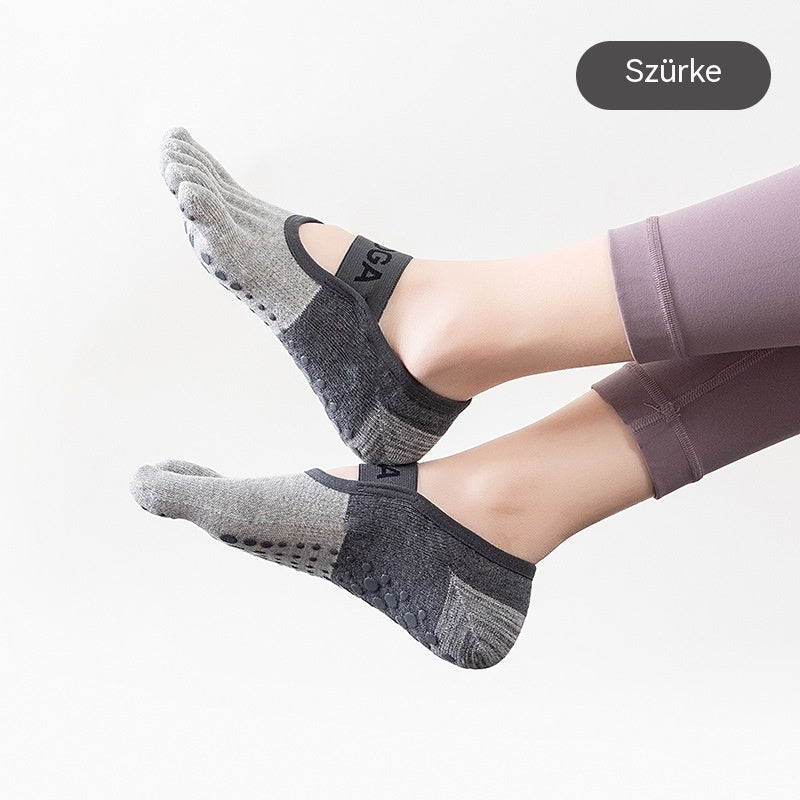 🦶【5 pár】🧘Pilates professzionális csúszásgátló ötujjú zokni: Lélegző fitnesz zokni minden évszakra, alkalmas padlóra és jógára🧦