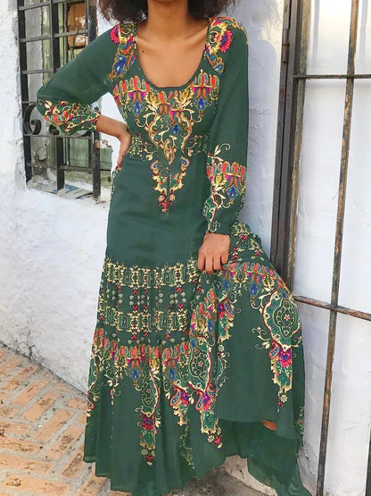 【30%OFF】【S-3XL】Téli új női etnikai nyomtatott ruha