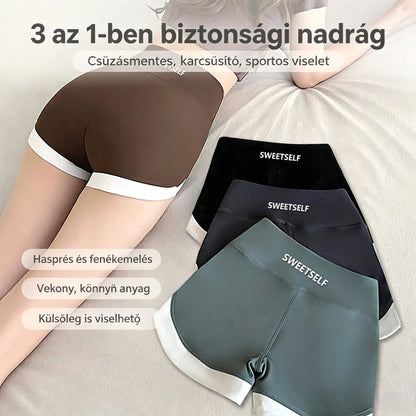 🦈【4 darab】Magas derekú, alakformáló és hasat formáló biztonsági nadrág: Hűvös és lélegző jégselyemmel, amely korlátlan mozgást biztosít guggolás közben 🍑