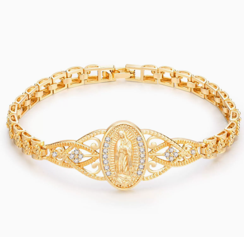 ✨🎁 Elegáns, virágmintás, üreges Szűz Mária karkötő 💖