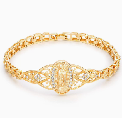 ✨🎁 Elegáns, virágmintás, üreges Szűz Mária karkötő 💖