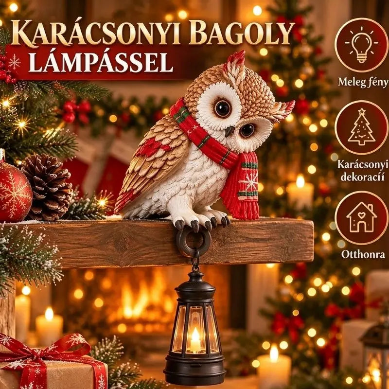 🏮🦉Vianočná figúrka sovy s lampášom