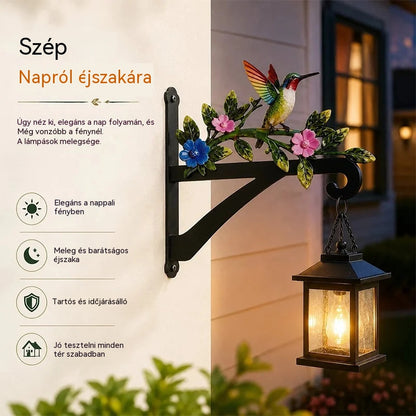 【Kerti dekorációk 2026】Kovácsoltvas fali konzol cserepekhez, retró dekoratív akasztó madarakkal és virágokkal az udvarra (6 minta) ✨