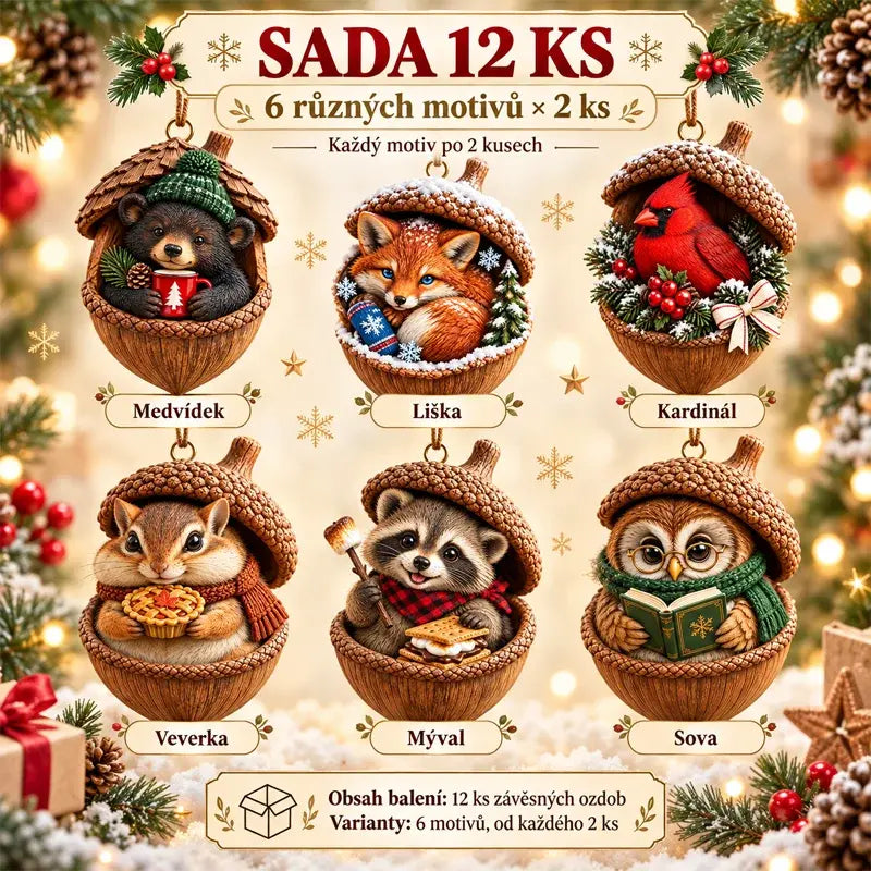 🎉【Vásárolj 6-ot, kapsz 6-ot ingyen】🤩12 termék 8500 Ft-ért 🎁Vadonatúj 2D akril karácsonyi dizájn: fenyőtoboz forma és állatminták