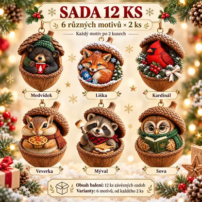 🎉【Vásárolj 6 darabot, és kapsz 6 darabot ingyen】🎁Új 2D akril karácsonyi dizájn fenyőtoboz alakú állatokkal