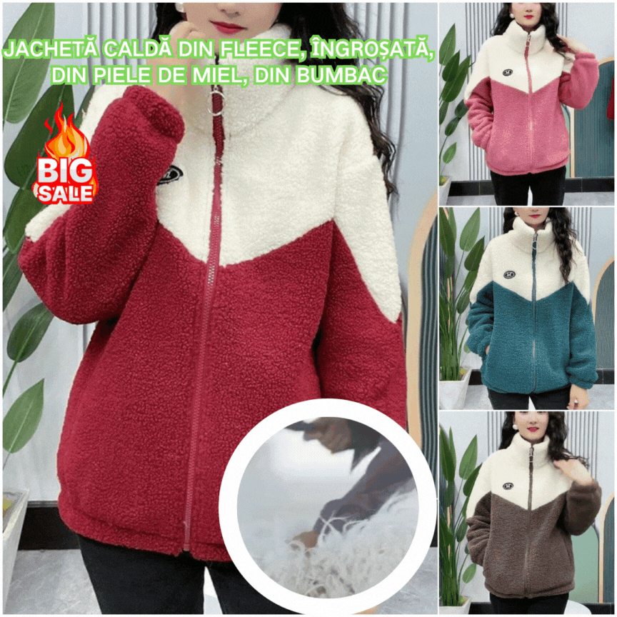 🔥🐏【M-4XL】Χειμερινό φλις μπουφάν, βαμβακερό μπουφάν, ενισχυμένο βαμβακερό μπουφάν από μαλλί αρνιού, ζεστό μπουφάν