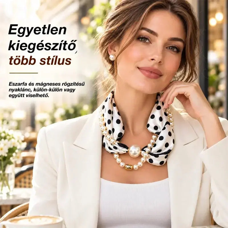 ✨ 2 az 1-ben gyöngynyaklánc és mágneses sál! Gyors mágneses csat · Levehető kialakítás · Francia elegancia és sokoldalú stílus! Különleges ajánlat: Vegyél egyet, és a másodikat ajándékba kapod!