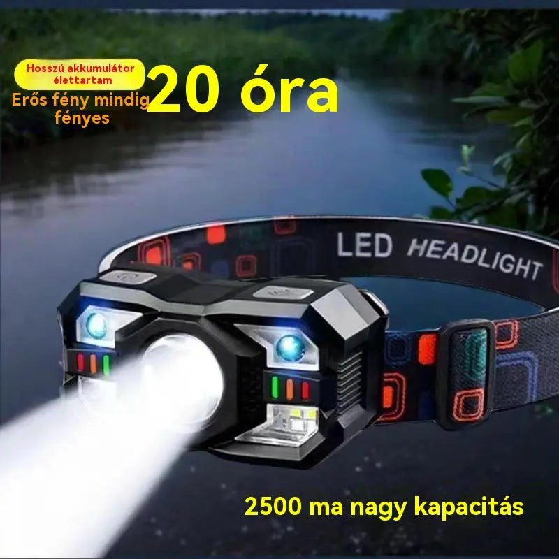 💡🌟🔥🔥Intelligens indukciós jelzőfény hosszú akkumulátor-élettartamú fejre szerelt kültéri éjszakai horgászfénnyel