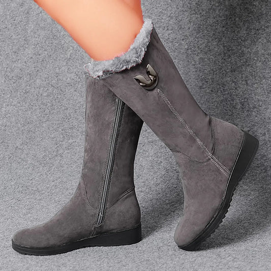【30%OFF】【35-41】Sokoldalú lábszárközépig vastagított bársony hócsizma
