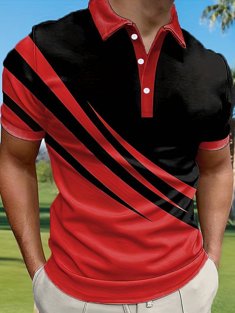 👔【S-6XL】Nové pánské letní polo tričko s 3D pruhovaným potiskem