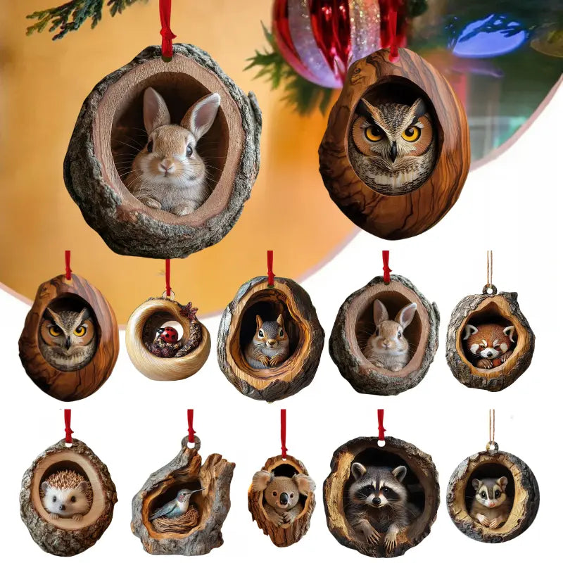 [Set od 10 komada] 🎄 Božićni ukrasi za bor u obliku životinja — Viseći ukrasi u obliku životinja
