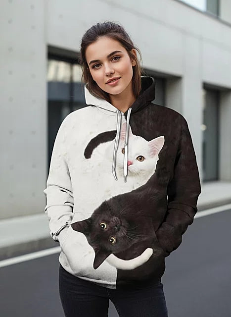 🐱【S-6XL】Új női téli hosszú ujjú póló, aranyos macskás mintával