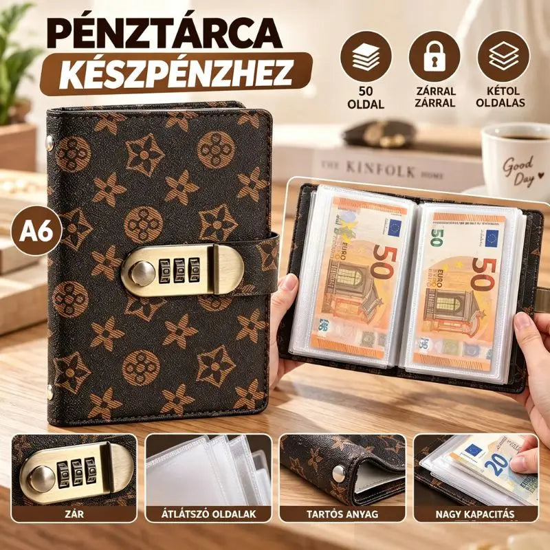 🔏Biztonságos, zárható rendszerező: pénzmegtakarítást segítő füzet 50 belső zsebbel a bankjegyek és nyugták számára.