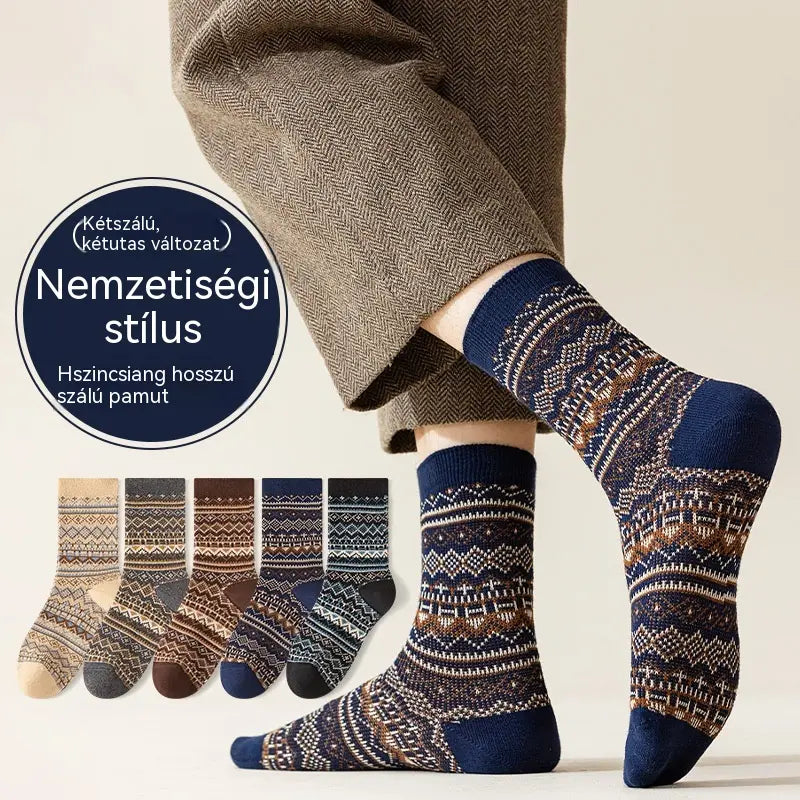 🧦(39-45)Calcetines étnicos retro absorbentes del sudor para otoño e invierno para hombre