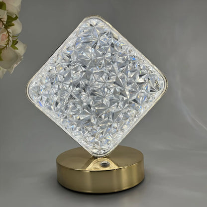 💛✨ Geometrikus kristály éjszakai fény: érintésvezérlés, 3 szín, USB-ről tölthető, 🏠 hangulatos hálószobai világítás.