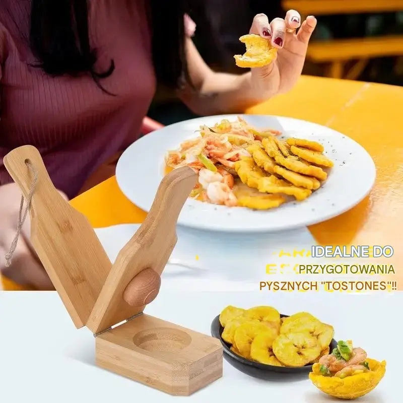 🍌 Drewniana prasa 2 w 1 do tostones i plantanów