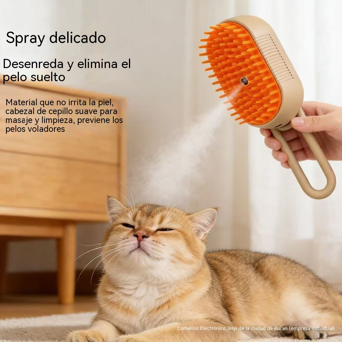 Cepillo con spray para la limpieza y eliminación del pelo suelto de mascotas