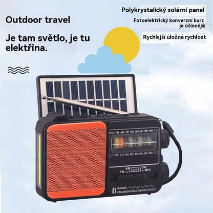 💥🏕️【Promo！】Multifunkční přenosné rádio s nouzovou svítilnou, AM rádiem, Bluetooth diskem a vícekanálovým zvukem.