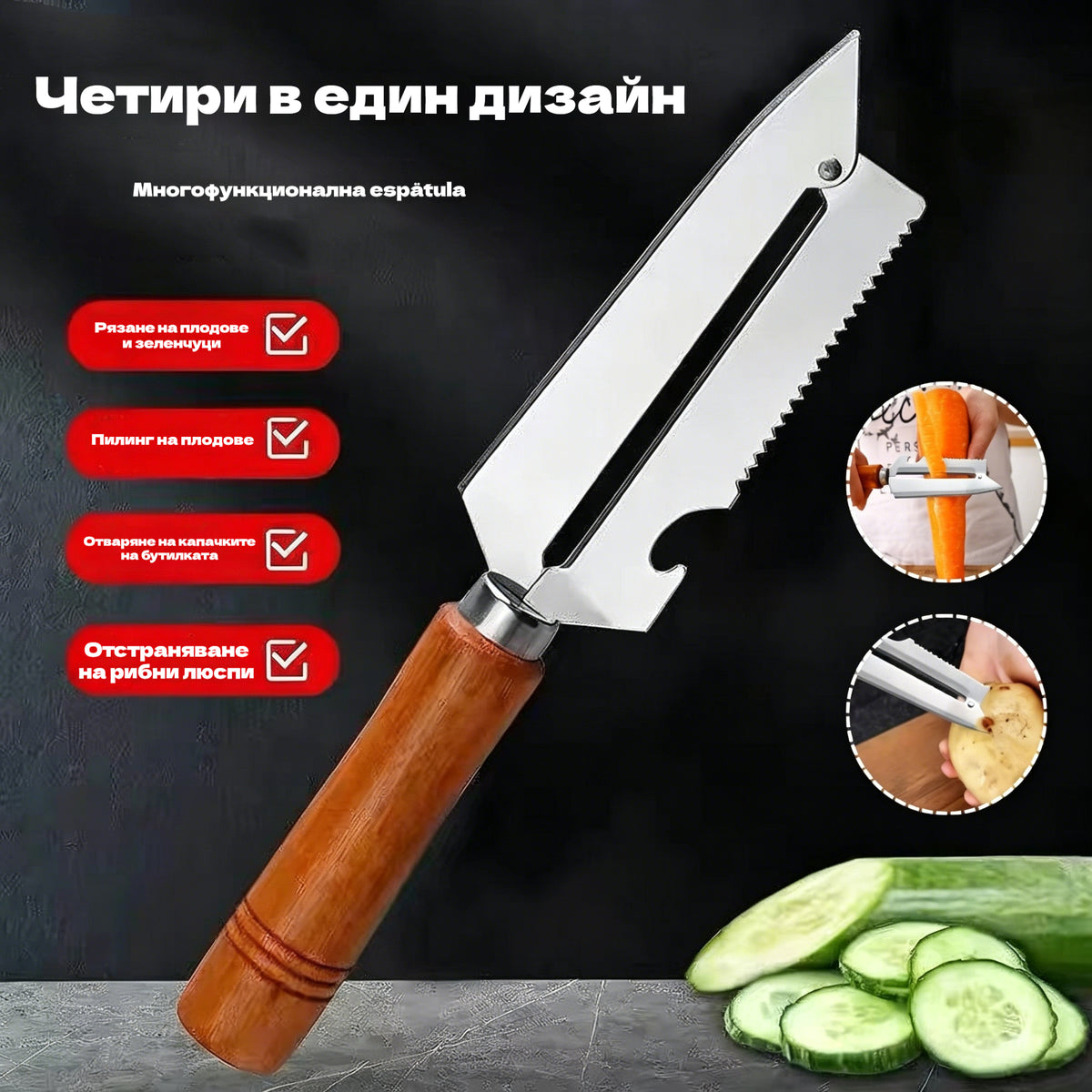 🥕 Купете 1, вземете 1 безплатно! ✨ Многофункционална кухненска белачка: Изработена от неръждаема стомана с ергономична дръжка, идеална за плодове, зеленчуци и месо 🔪