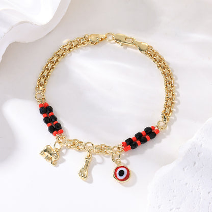 📿 OFERTA LIMITOWANA CZASOWO: 50% ZNIŻKI! 🌀 Bransoletka boho z zawieszkami i słoniem przynoszącym szczęście: symboliczne zawieszki, regulowany szlif, pozłacana i dostępna w 7 stylach ✨