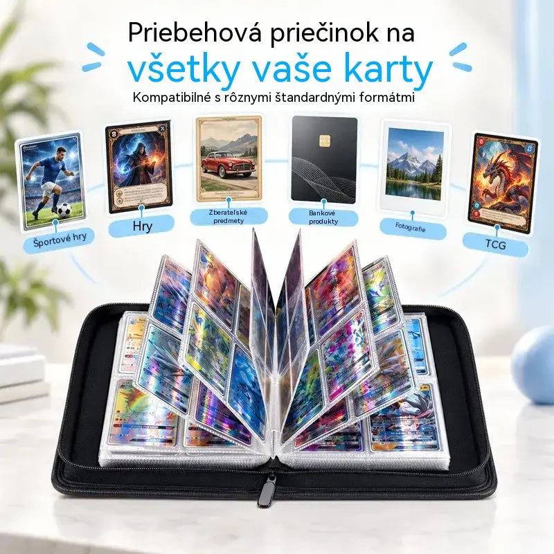 📸✨ Album na zberateľské karty so zipsom | Prenosný zakladač na fotografie a karty | Organizér na uchovanie spomienok 🎴