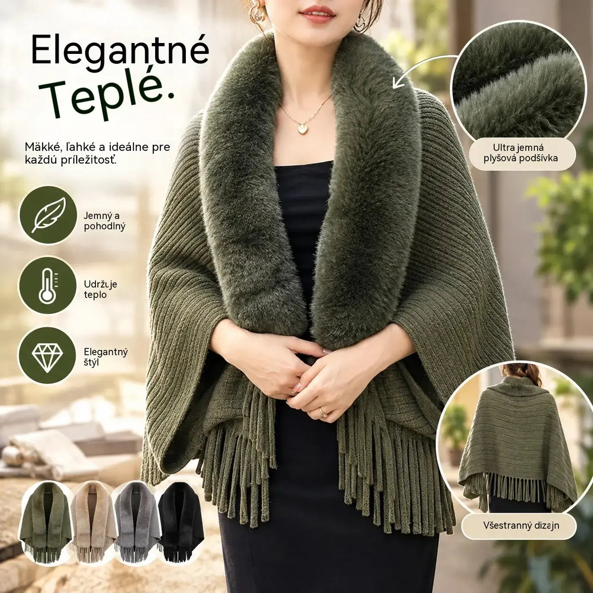 ❄️Elegantní a teplá pletená šála s plyšovým límcem, ideální pro každou příležitost a vytváří sofistikovaný vzhled.