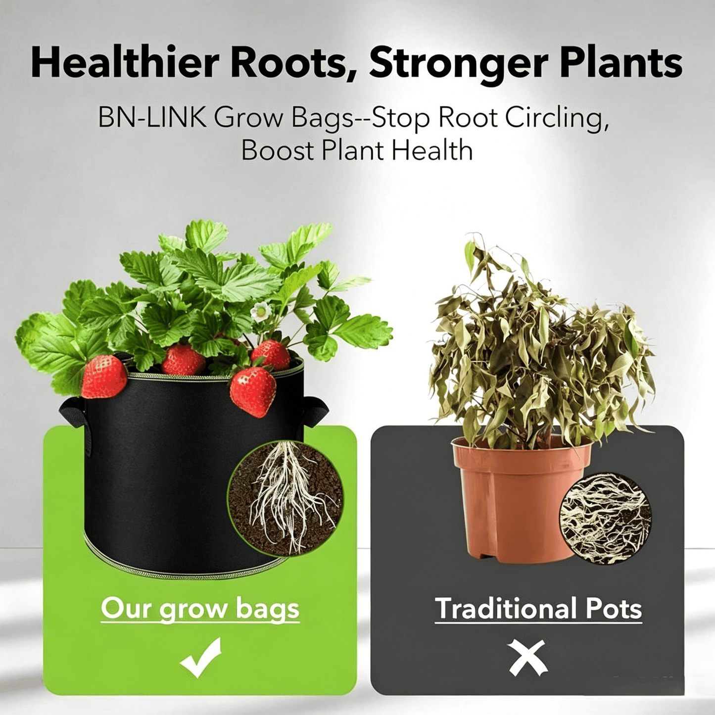 🌱 3 db-os, 5 gallonos ültetőzsák - Nagy szilárdságú, lélegző anyagból készült, fogantyúkkal, zöldségek, virágok és gyümölcsök termesztésére alkalmas.