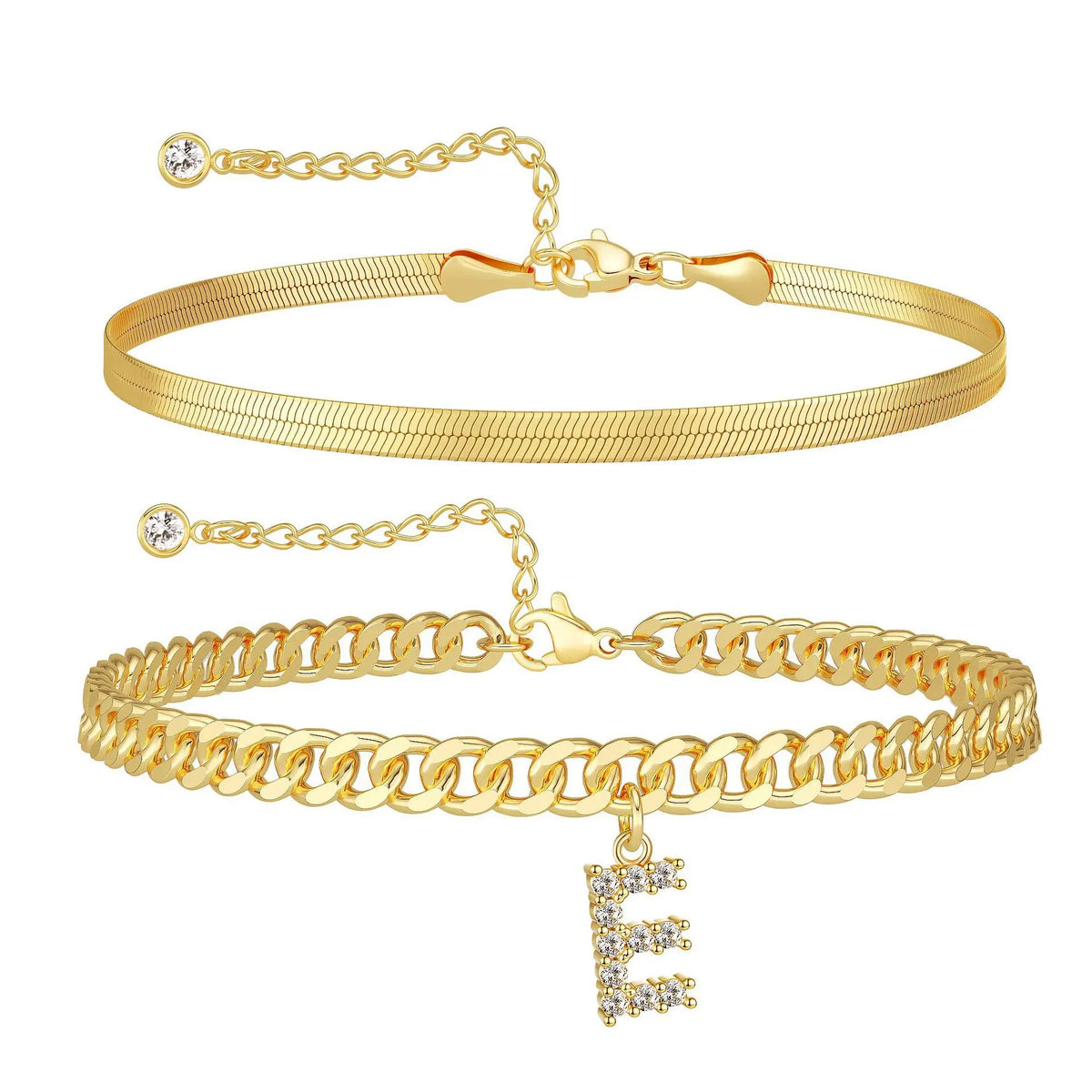💛 Nőknek készült finom réteges arany monogramos bokakarkötő – Elegáns, divatos  ✨