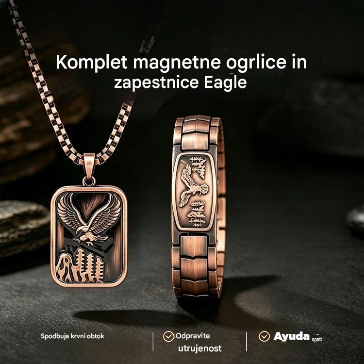 🔥【Zapestnica + ogrlica】Moška magnetna zapestnica z vzorcem orla