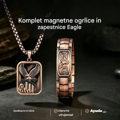 🔥【Zapestnica + ogrlica】Moška magnetna zapestnica z vzorcem orla
