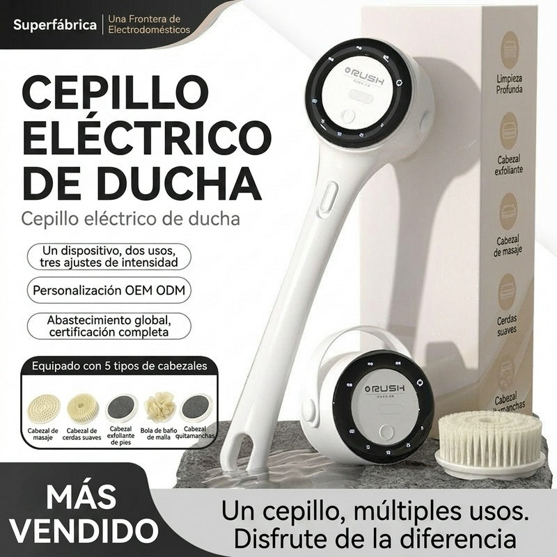 🔥💦 Nuevo cepillo de baño eléctrico con masaje, pantalla digital y mango largo.