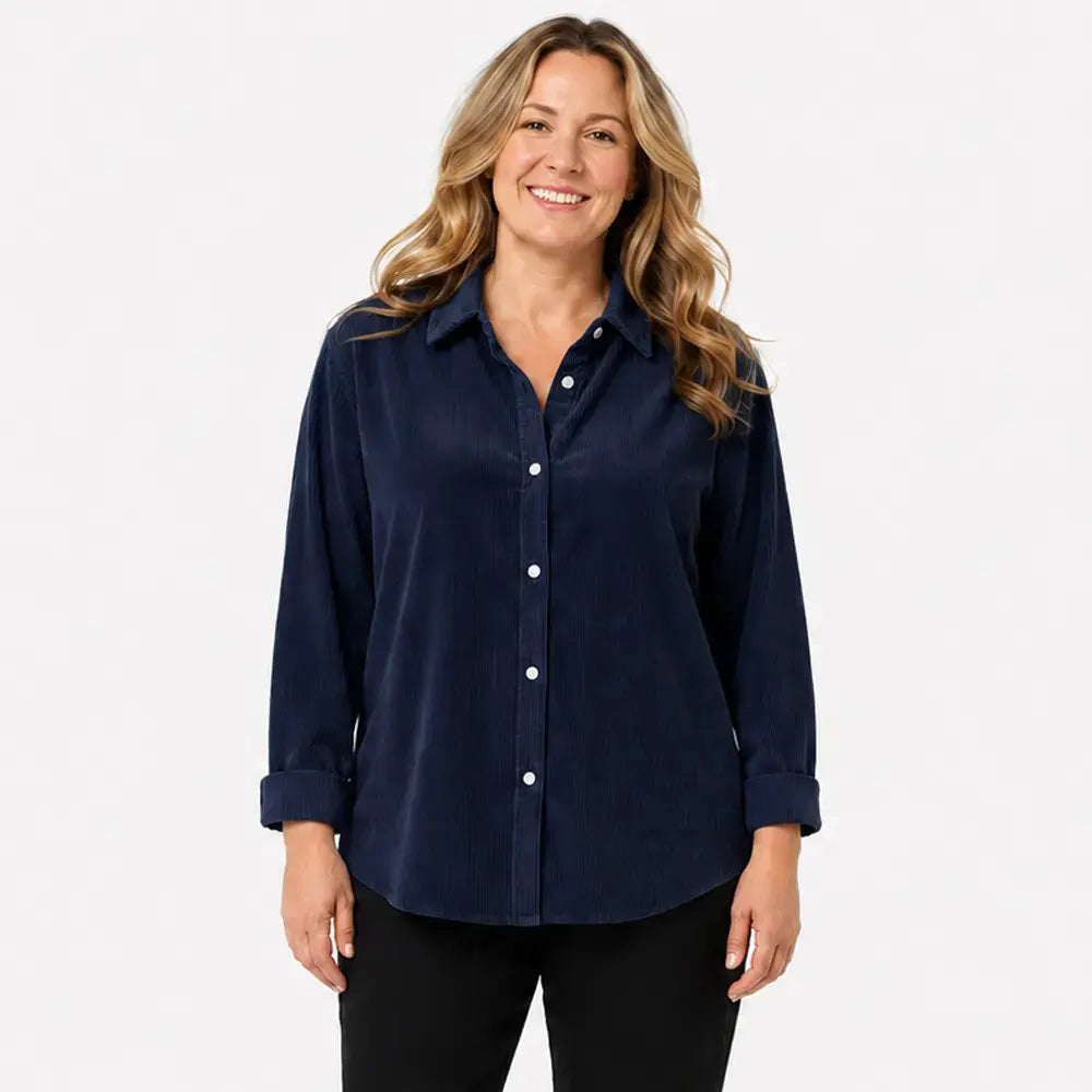👚Laza szabású női kordbársony ing – egyszínű, hosszú ujjú – puha, lezser blúz őszre és télre