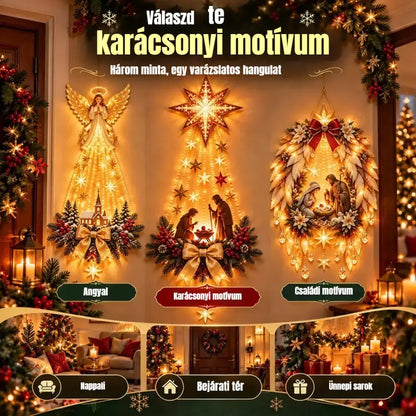 💡✨Világító falidísz karácsonyi jelenettel