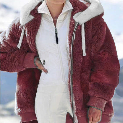 ❄️☃️[S-5XL] Női vastagított, plüss, színblokkos, csíkos dzseki (2026)