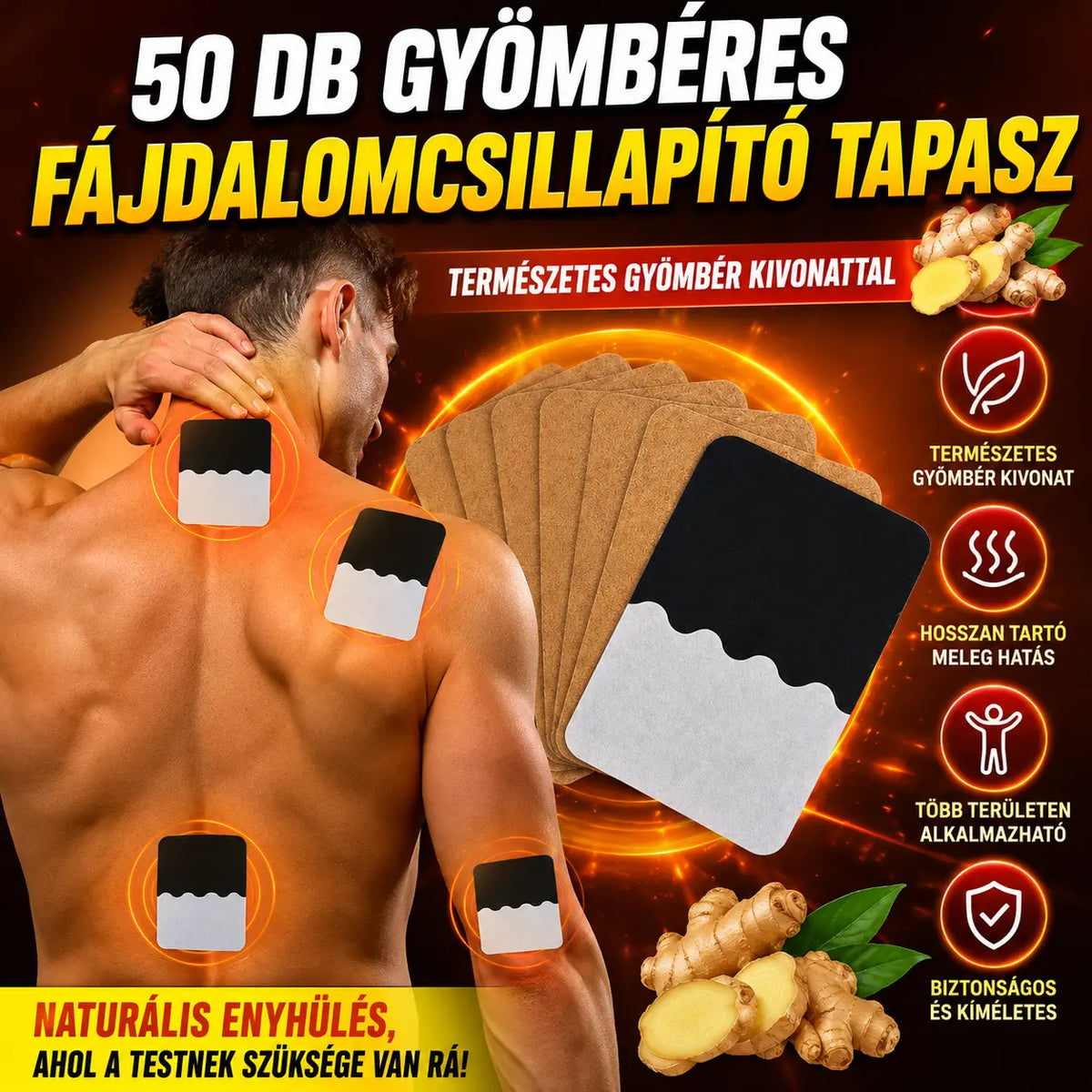 🔥【50 darab 7900 euróért】 🔥Legkelendőbb termék – 50% kedvezmény🔥 Gyömbér fájdalomcsillapító tapaszok