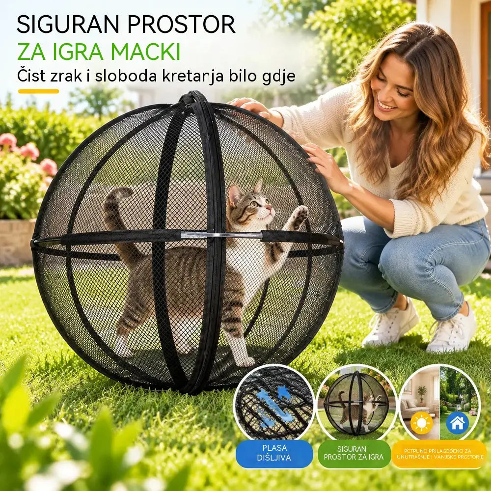🐱 Sklopivi sferni šator s prozračnom mrežicom za mačke · Zaštita od 360° · Siguran prostor za igru u zatvorenom i na otvorenom!