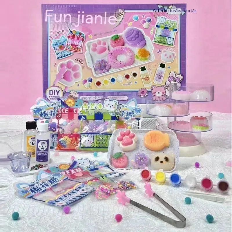 ⏳DIY Softies - Macska - Kézzel készített sült jég, zselés érintésű kézműves készlet, barkács stresszoldó játék 6 éves kortól gyerekeknek