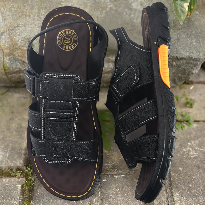 🔥👟 (50 % POPUSTA)【Velikost 38 ~ 44】 Ročno izdelani sandali za na plažo iz mehkega usnja, nedrseči, za moške