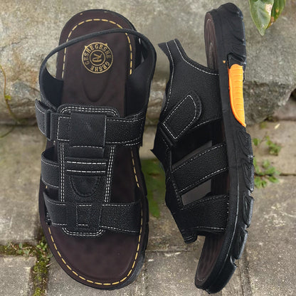 🔥👟 (50 % POPUSTA)【Velikost 38 ~ 44】 Ročno izdelani sandali za na plažo iz mehkega usnja, nedrseči, za moške