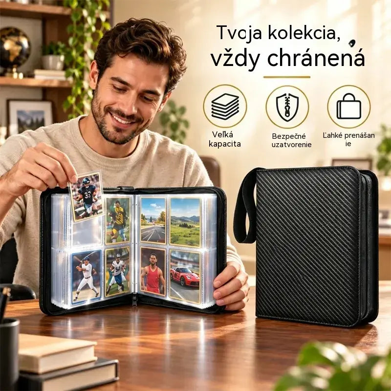 📸✨ Album na zberateľské karty so zipsom | Prenosný zakladač na fotografie a karty | Organizér na uchovanie spomienok 🎴