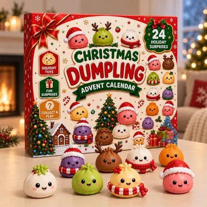 ❄️ 🥰 Huszonnégy napnyi „squishy” – csináld magad, gőzölt batyu formájú játékokat rejtő meglepetéscsomag