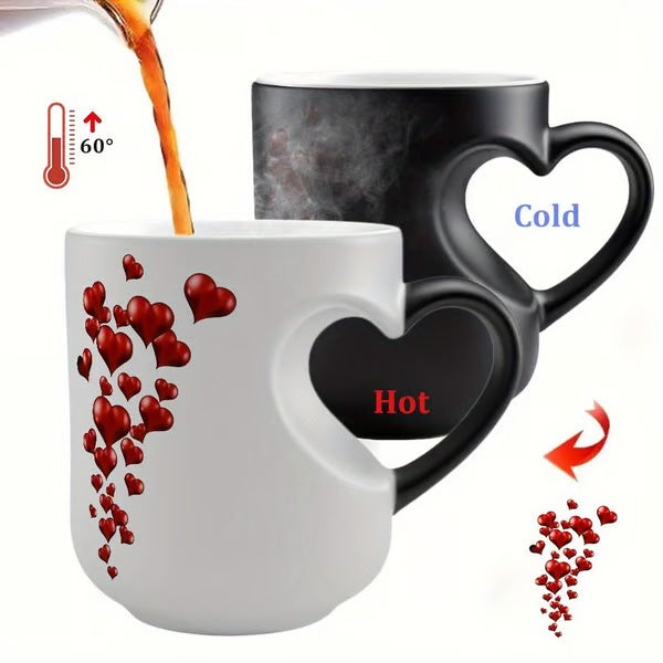 ☕Romantický keramický hrnček v tvare srdca (s rúčkou, ktorá mení farbu)💝✨