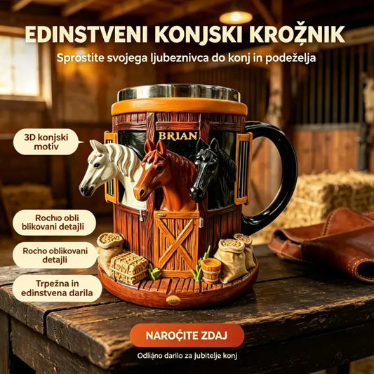 🐎🍺Unikatna 3D skodelica z motivom konja, popolno darilo za ljubitelje konj!