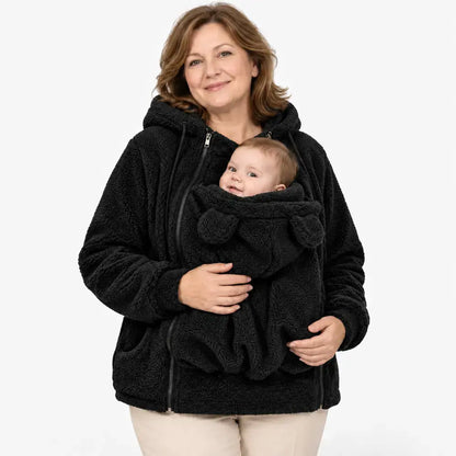 🧸❄️ Měkká fleecová bunda s medvídkem – vezměte si s sebou miminko nebo psa!