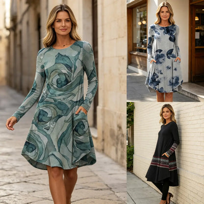 ⭐🔥【S-5XL】Etnikai stílusú, retró mintás ruha – Ősz/Tél