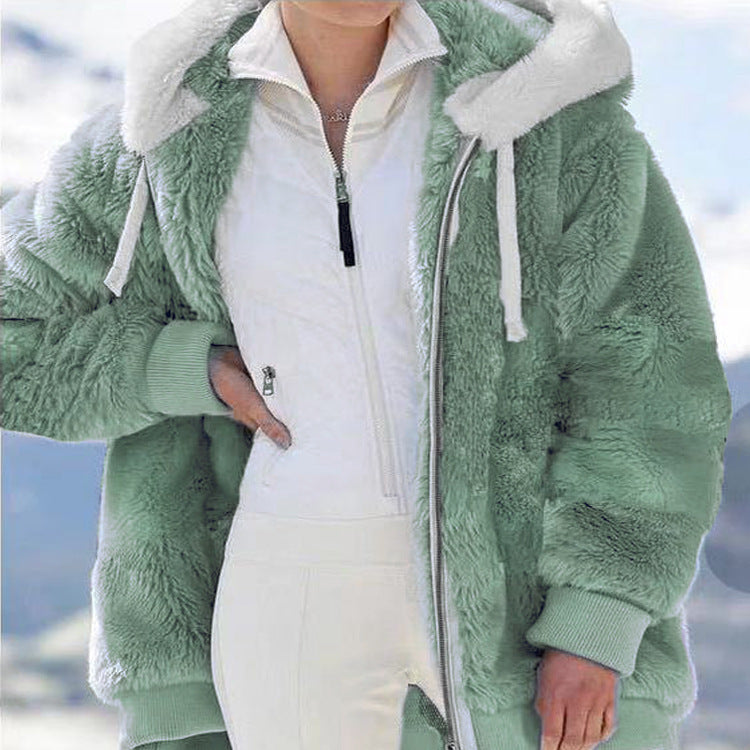 ❄️☃️[S-5XL] Női vastagított, plüss, színblokkos, csíkos dzseki (2026)