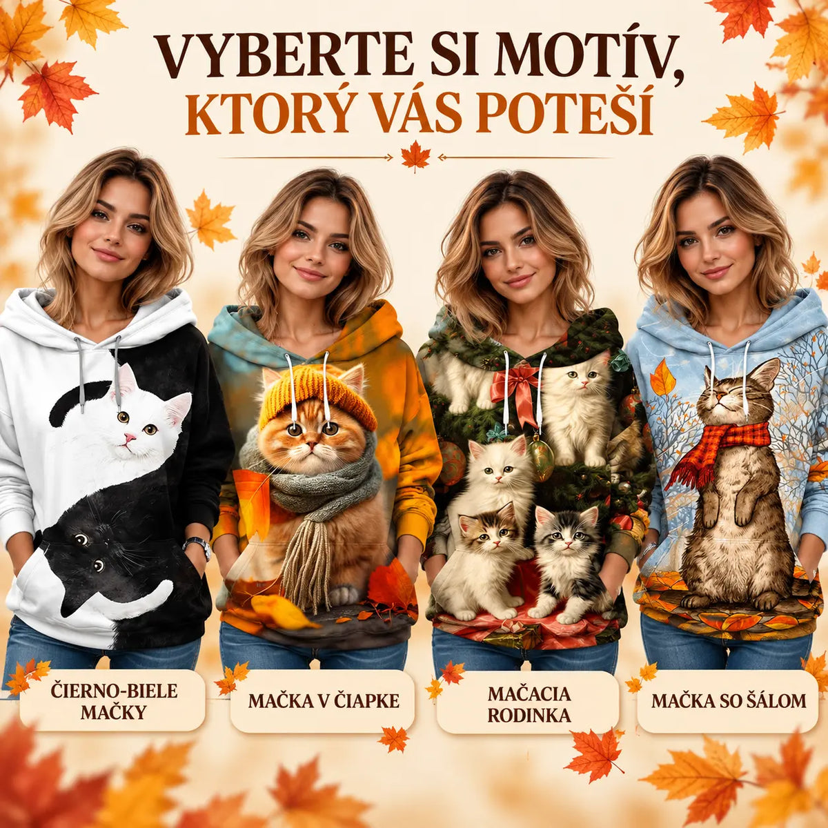 🐱🧥✨【1 kus, S–3XL】Dámska mikina s kapucňou a 3D potlačou mačky – mäkká, pohodlná a vhodná na každý deň.