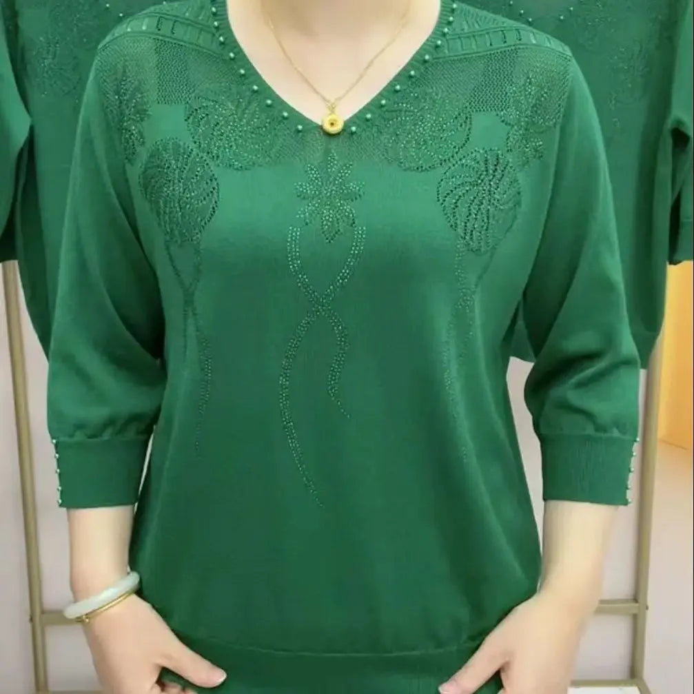 🔥【M-5XL】Nový módny top z ľadového hodvábu – jemný, vzdušný a lichotivý pre každú postavu. Ideálny na jeseň aj do práce! ✨